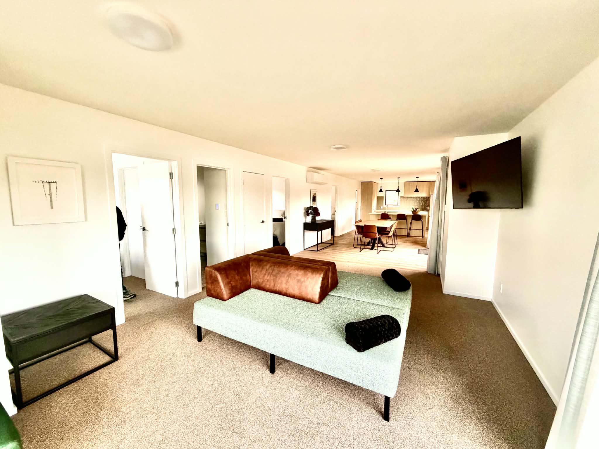 Warm open-plan living area